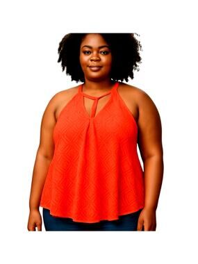 Catalina 2X Orange Women's  Halter Top Shirt Blouse Plus Size 2XL XXL 18W 20W